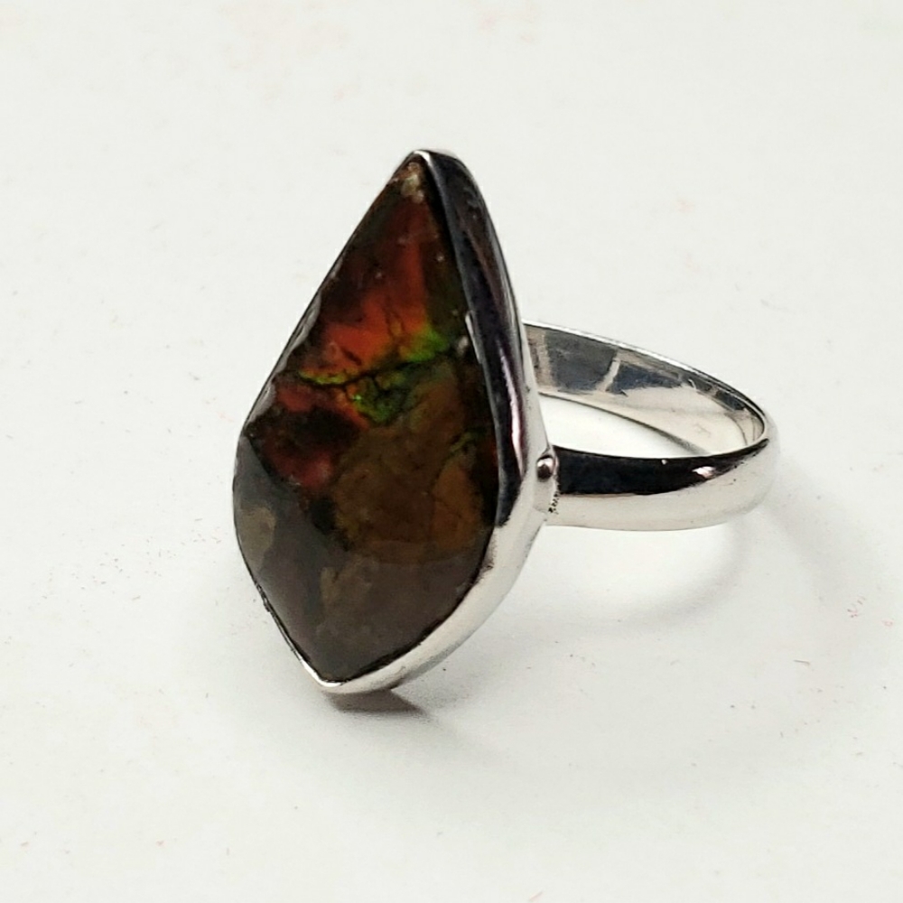 Sterling Silver Candian Ammolite Ring View 2